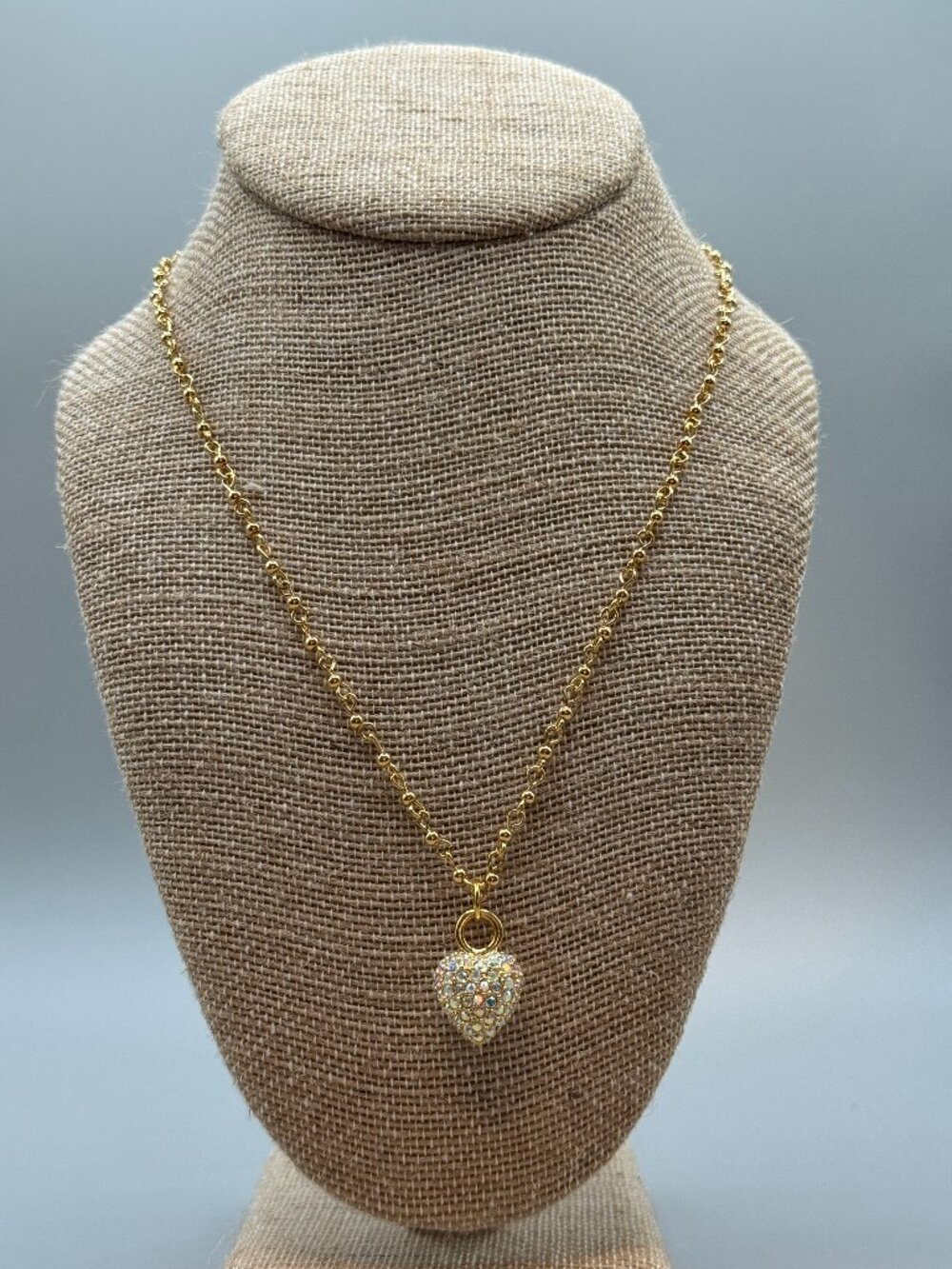 Vintage Kirks Folly Reversible Pave Crystal Heart Necklace Signed